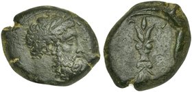 Sicily, Aitna, Bronze struck under Timoleon's Symmachy (?), Bronze, ca. 340-330 BC
AE (g 9,99; mm 24; h 8)
ΙΕΥΣ ΕΛΕΥΘΕΡΙΟΣ, laureate head of Zeus El...