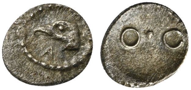 Sicily, Akragas, Hexas, ca. 440-420 BC
AR (g 0,1; mm 5)
Head of eagle l.; belo...