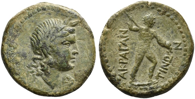 Sicily, Akragas, Bronze, ca. 240-212 BC
AE (g 10,48; mm 23; h 12)
ΑΚΡΑΓΑΝΤΙΝΩΝ...