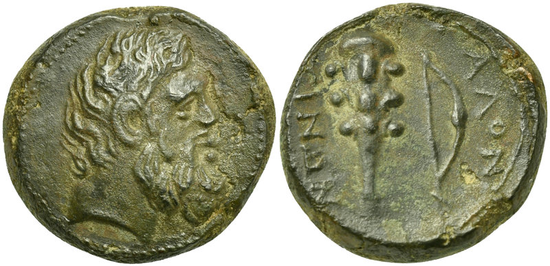 Sicily, Alontion, Bronze, ca. 210-180 BC
AE (g 3,30; mm 14; h 11)
Head of Hera...