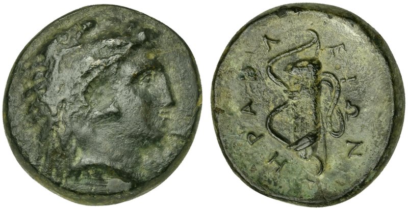 Sicily, Herakleia Minoa, Bronze, 4th century BC
AE (g 4,35; mm 17; h 2)
Head o...