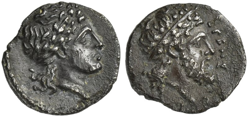 Sicily, Herbessos, Litra, ca. 344-338 BC
AR (g 0,72; mm 11; h 6)
Laureate head...