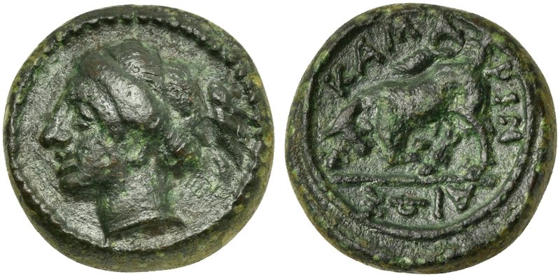 Sicily, Kamarina, Onkia, ca. 339-300 BC
AE (g 1,99; mm 12; h 4)
Female head l....
