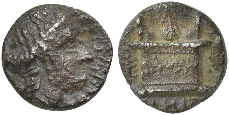 Sicily, Kimissa, Litra, ca. 339-336 BC
AR (g 0,84; mm 10; h 3)
Female head r.;...