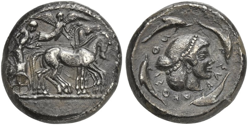 Sicily, Syracuse, Tetradrachm struck under Deinomenid Tyranny, ca. 475-470 BC
A...