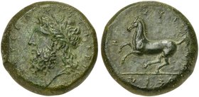 Sicily, Syracuse, Dilitron struck under Timoleon and the Third Democracy, ca. 344-317 BC
AE (g 19,67; mm 27; h 11)
ΖΕΥΣ ΕΛΕΥΘΕΡΙΟΣ, laureate head of...