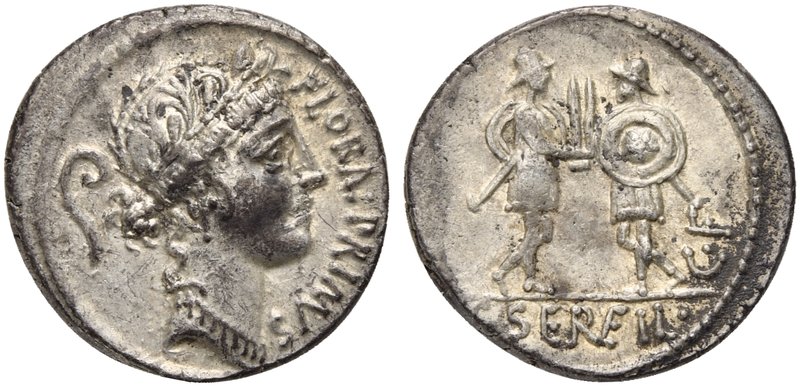 C. Servilius C.f., Denarius, Rome, 57 BC
AR (g 3,69; mm 18; h 5)
Head of Flora...