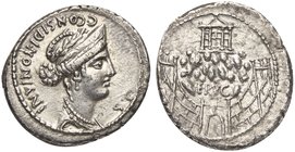 C. Considius Nonianus, Denarius, Rome, 57 BC
AR (g 3,74; mm 19; h 4)
Laureate and diademed head of Venus r.; before, S C; behind, C CONSIDI NONIANI,...