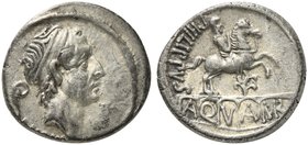 L. Marcius Philippus, Denarius, Rome, 56 BC
AR (g 4,07; mm 18; h 6)
Diademed head of Ancus Marcius r.; behind, lituus; below, ANCVS, Rv. Aqueduct, o...