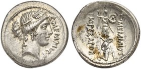 C. Memmius C.f., Denarius, Rome, 56 BC
AR (g 3,93; mm 19; h 6)
Head of Ceres r.; before, C MEMMI C F, Rv. Trophy; before, kneeling captive with hand...