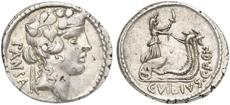 C. Vibius C.f. C.n. Pansa Caetronianus, Denarius, Rome, 48 BC
AR (g 3,92; mm 20...