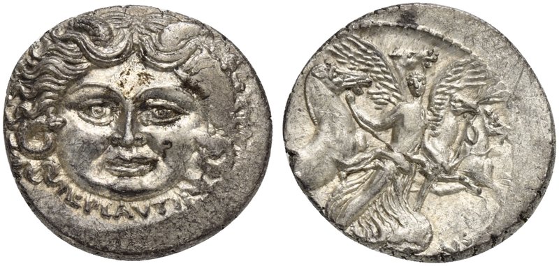 L. Plautius Plancus, Denarius, Rome, 47 BC
AR (g 4,02; mm 18; h 6)
Head of Med...