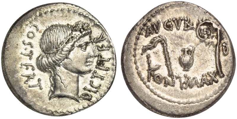 C. Julius Caesar, Denarius, Uncertain mint, 46 BC

Head of Ceres r.; behind, C...