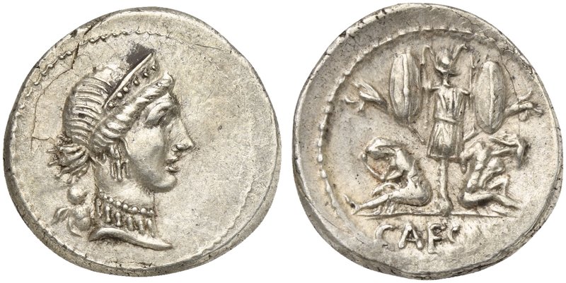 C. Julius Caesar, Denarius, Spain, 46-45 BC
AR (g 4,00; mm 19; h 4)
Diademed h...