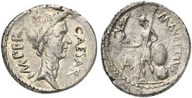 C. Julius Caesar and M. Mettius, Denarius, Rome, February 44 BC
AR (g 4,04; mm 20; h 2)
Laureate head of Caesar r.; before, CAESAR; behind, IMPER, R...