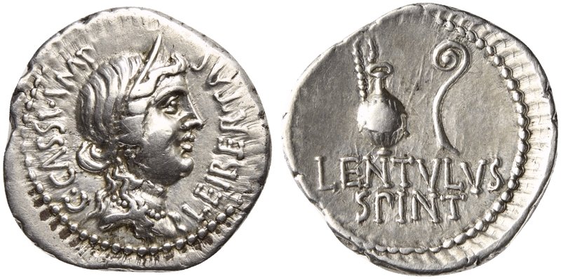 C. Cassius Longinus and P. Cornelius Lentulus Spinther, Denarius, Mint moving wi...