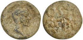 Ostia, Tessera, 1st century BC - 1st century AD
PB (g 3,78; mm 17; h 6)
Male portrait r., Rv. OSTI / ESIN (sic!).
Extremely rare, fine.