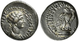 Agrippina Minor, Bronze struck under Nero and G. Postumus, magistrate, Phrygia: Laodicea, AD 55
AE (g 4,11; mm 16; h 12)
ΑΓΡΙΠΕΙΝΑ ΣΕΒΑΣΤH, draped b...