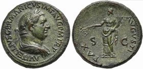 Vitellius (69), Sestertius, Rome, late April - 20 December AD 69
AE (g 24,59; mm 35; h 6)
A VITELLIVS GERMANICVS IMP AVG P M TR P, Laureate and drap...
