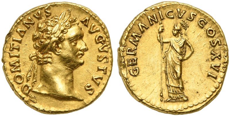 Domitian (81-96), Aureus, Rome, AD 92-94
AV (g 7,45; mm 18; h 6)
DOMITIANVS - ...