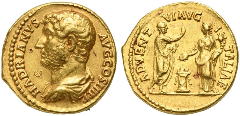 Hadrian (117-138), Aureus, Rome, AD 134-138
AV (g 6,97; mm 19; h 6)
HADRIANVS ...