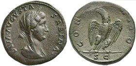 Diva Sabina, Sestertius struck under Hadrian, Rome, AD 136-137
AE (g 30,16; mm 32; h 6)
DIVA AVGVSTA - SABINA, draped and veiled bust r., wreath of ...
