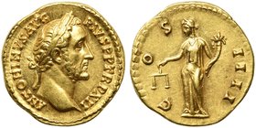 Antoninus Pius (138-161), Aureus, Rome, AD 148-149
AV (g 7,20; mm 18; h 6)
ANTONINVS AVG – PIVS P P TR P XII, bare head r., Rv. C – OS – IIII, Aequi...