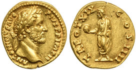 Antoninus Pius (138-161), Aureus, Rome, AD 155-156
AV (g 7,35; mm 18; h 6)
ANTONINVS AVG - PIVS P P IMP II, laureate head r., Rv. TR POT XIX - COS I...