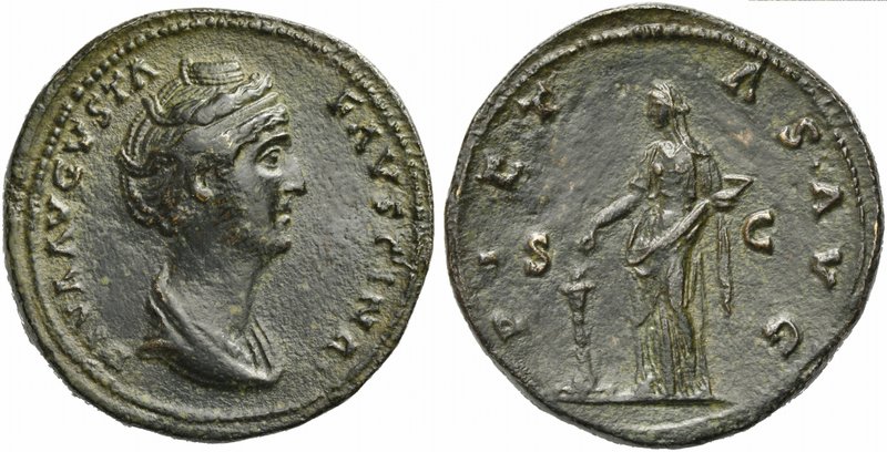 Diva Faustina Maior, Sestertius struck under Antoninus Pius, Rome, after AD 141...