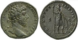 Marcus Aurelius (161-180), Sestertius, Rome, AD 163-164
AE (g 25,32; mm 32; h 11)
M AVREL ANTONINVS AVG - ARMENIACVS P M, laureate head r., Rv. TR P...