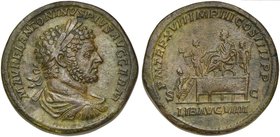 Caracalla (198-217), Sestertius, Rome, AD 214
AE (g 25,24; mm 32; h 12)
M AVREL ANTONINVS PIVS AVG GERM, laureate, draped and cuirassed bust r., Rv....