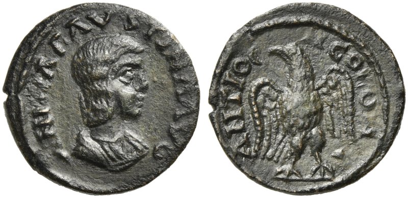 Annia Faustina, Bronze struck under Elagabalus, Syria: Antiochia, AD 221
AE (g ...