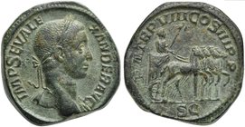 Severus Alexander (222-235), Sestertius, Rome, AD 229
AE (g 27,96; mm 30; h 12)
IMP SEV ALE - XANDER AVG, laureate bust r., drapery on l. shoulder, ...