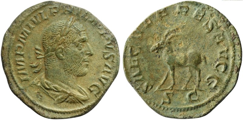 Philip I (244-249), Sestertius, Rome, AD 248
AE (g 18,60; mm 30; h 12)
IMP M I...