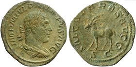 Philip I (244-249), Sestertius, Rome, AD 248
AE (g 18,60; mm 30; h 12)
IMP M IVL PHILIPPVS AVG, laureate, draped and cuirassed bust r., Rv. SAECVLAR...
