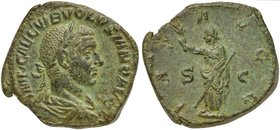 Volusian (251-253), Sestertius, Rome, AD 251-253
AE (g 18,43; mm 31; h 6)
IMP CAE C VIB VOLVSIANO AVG, laureate, draped and cuirassed bust r., Rv. P...
