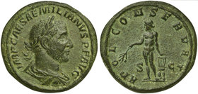 Aemilian (253), Sestertius, Rome, July - September AD 253
AE (g 15,65; mm 33; h 12)
IMP CAES AEMILIANVS P F AVG, laureate, draped and cuirassed bust...