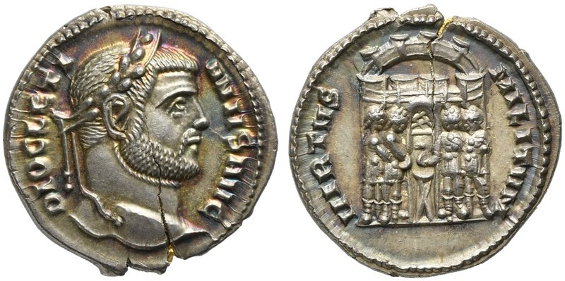 Diocletian (284-305), Argenteus, Siscia, AD 294-295
AR (g 3,41; mm 18; h 6)
DI...