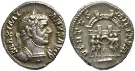 Maximian Herculius (286-310), Argenteus, Treveri, AD 298-299
AR (g 3,64; mm 17; h 12)
MAXIMI - ANVS AVG, laureate and cuiassed bust r., Rv. VIRTVS -...