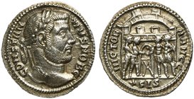 Constantius I, as Caesar, Argenteus struck under Maximian Herculius, Siscia, AD 295
AR (g 2,91; mm 18; h 6)
CONSTAN - TIVS NOB C, laureate head r., ...