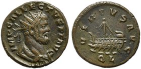Allectus (The British Empire, 293-296), Quinarius, Londinium, AD 293-296
AE (g 3,23; mm 18; h 6)
IMP C ALLECTVS P F AVG, radiate and cuirassed bust ...