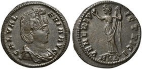 Galeria Valeria, Follis struck under Galerius, Cyzicus, AD 308
AE (g 6,61; mm 26; h 12)
GAL VAL - ERIA AVG, draped and diademed bust r., Rv. VENERI ...
