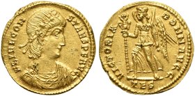 Constans (337-350), Solidus, Thessalonica, AD 337-340
AV (g 4,28; mm 21; h 6)
FL IVL CON - STANS P F AVG, diademed, draped and cuirassed bust r., Rv...