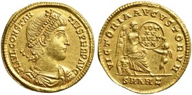 Constantius II (337-361), Solidus, Antiochia, AD 347-340
AV (g 4,51; mm 21; h 5)
FL IVL CONSTAN - TIVS PERP AVG, diademed, draped and cuirassed bust...