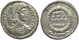 Constantius II (337-361), Siliqua, Sirmium, AD 351-355
AR (g 3,57; mm 20; h 6)
D N COSTAN - TIVS P F AVG, diademed, draped and cuirassed bust r., Rv...