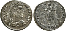 Vetranio (Usurper, 350), Nummus, Siscia, 19 March - 25 December AD 350
AE (g 5,10; mm 24; h 12)
D N VETRA - NIO P F AVG, laureate, draped and cuiras...