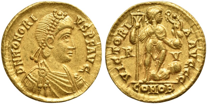 Honorius (393-423), Solidus, Ravenna, AD 402-406
AV (g 4,51; mm 21; h 12)
D N ...