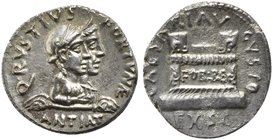 Augustus, Denarius, Rome, 19-18 BC
AR (g 3,55; mm 19; h 2)
The Altar of Fortuna in Antium, inscribed FOR RE. RIC 322; C 513.
Scarce. Toned, minor p...