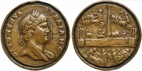 Contorniate, Divus Trajan type, Rome, originally late IVth century AD, but matbe later cast copy, possibly Renaissance
AE (g 22,63; mm 37; h 7)
Aeri...