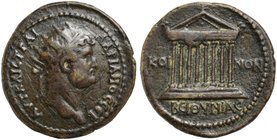 Hadrian, Bronze, Koinon of Bithynia, AD 117-138
AE (g 11,58; mm 27; h 7)
Octastyle temple. Waddington, Rec. Gen 45.
Rare, brown patina, very fine....